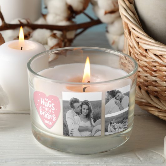 コラージカップルの写真とハグとキスPInkハート 長方形シール