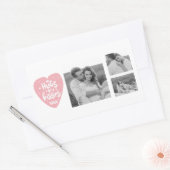 コラージカップルの写真とハグとキスPInkハート 長方形シール (封筒)