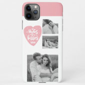 コラージカップルの写真とハグとキスPInkハート iPhoneケース (裏面)