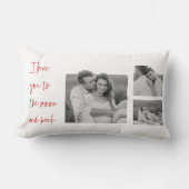 コラージカップルの写真とロマンチックな引用文ラブユーラム ランバークッション (正面)