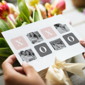 コラージカップルフォト&パステルピンク&グレーXOXO シーズンポストカード