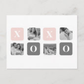 コラージカップルフォト&パステルピンク&グレーXOXO シーズンポストカード (正面)