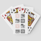 コラージカップルフォト&パステルピンク&グレーXOXO トランプ (裏面)