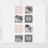 コラージカップルフォト&パステルピンク&グレーXOXO ビールラベル (シングルラベル)