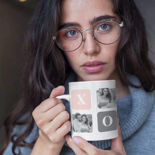 コラージカップルフォト&パステルピンク&グレーXOXO マグカップ