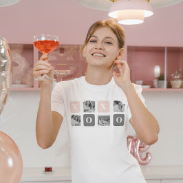 コラージカップルフォト&パステルピンク&グレーXOXO Tシャツ