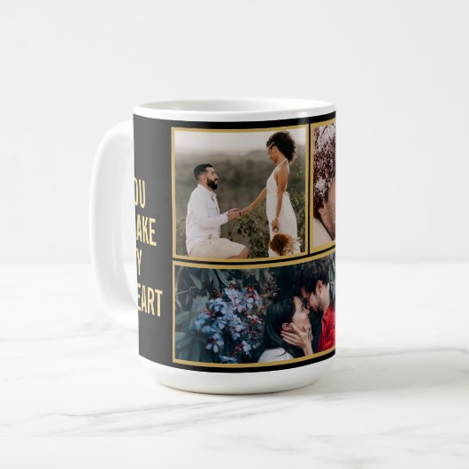 コラージカップル写真&ラブリーロマンチック引用文 コーヒーマグカップ (正面左)