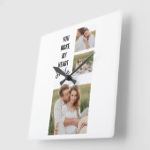 コラージカップル写真&ラブリーロマンチック引用文 スクエア壁時計 (傾斜)
