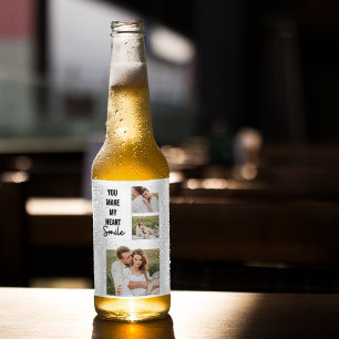 コラージカップル写真&ラブリーロマンチック引用文 ビールラベル