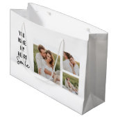 コラージカップル写真&ラブリーロマンチック引用文 ラージペーパーバッグ (正面アングル)