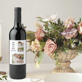 コラージカップル写真&ラブリーロマンチック引用文 ワインラベル