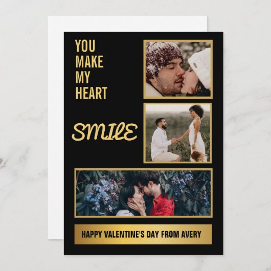 コラージカップル写真&ラブリーロマンチック引用文 招待状 (正面/裏面)