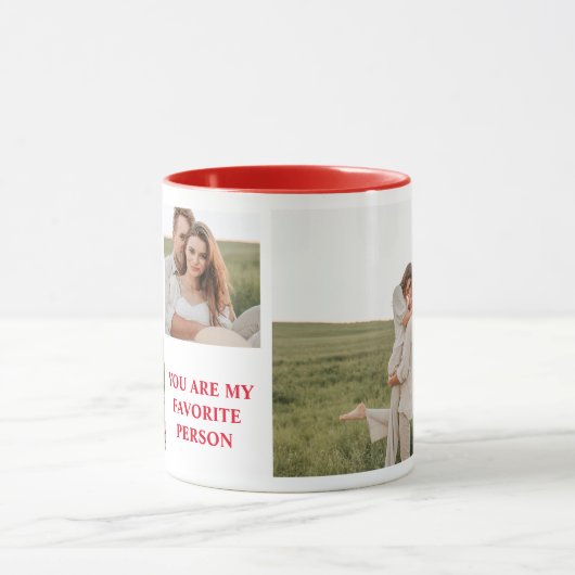 コラージカップル写真&ロマンチック引用文 マグカップ (中央)