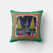 コラージクリスマスおもしろいホリデーテーマ クッション (裏面)