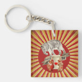 コラージサーカスゾウヴィンテージストライプポスター キーホルダー (正面)