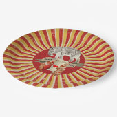 コラージサーカスゾウヴィンテージストライプポスター ペーパープレート (アングル)