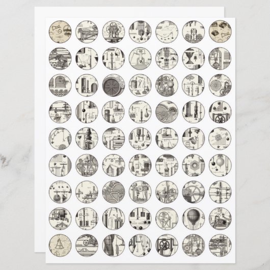 コラージシートヴィンテージ科学スクラップブックの要素 (正面/裏面)