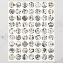 コラージシートヴィンテージ科学スクラップブックの要素