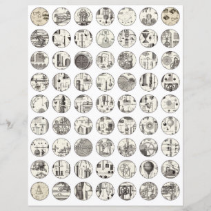 コラージシートヴィンテージ科学スクラップブックの要素