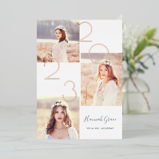 コラージフォイル卒業発表と招待状 箔招待状 (立ち正面)