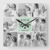 コラージフォトグラン最高のパーテルミントギフト スクエア壁時計 (正面)