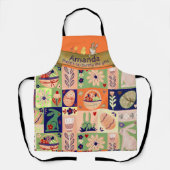 コラージュお洒落カラフルバニー エプロン (正面)