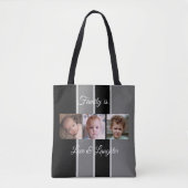 コラージュで自分のカスタム写真を黒と灰色に追加 トートバッグ (正面)