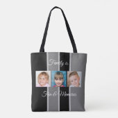コラージュで自分のカスタム写真を黒と灰色に追加 トートバッグ (裏面)