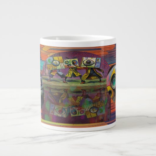 コラージュと色 ジャンボコーヒーマグカップ (正面)