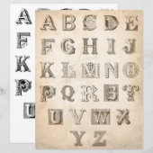 コラージュに使用するビンテージの装飾的な古い文字 (正面/裏面)