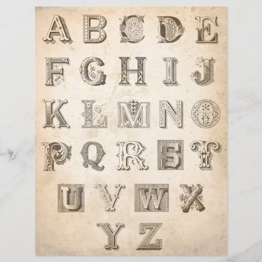 コラージュに使用するビンテージの装飾的な古い文字 (正面)