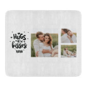 コラージュのカップルの写真とハグとキスフレーズの愛 カッティングボード (正面)