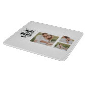 コラージュのカップルの写真とハグとキスフレーズの愛 カッティングボード (角)