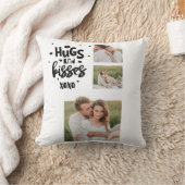 コラージュのカップルの写真とハグとキスフレーズの愛 クッション (ブランケット)