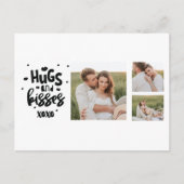 コラージュのカップルの写真とハグとキスフレーズの愛 シーズンポストカード (正面)