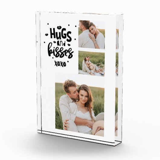 コラージュのカップルの写真とハグとキスフレーズの愛 フォトブロック (右)
