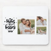 コラージュのカップルの写真とハグとキスフレーズの愛 マウスパッド (正面)