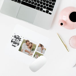 コラージュのカップルの写真とハグとキスフレーズの愛 マウスパッド