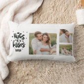 コラージュのカップルの写真とハグとキスフレーズの愛 ランバークッション (ブランケット)