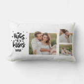 コラージュのカップルの写真とハグとキスフレーズの愛 ランバークッション (正面)