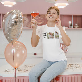 コラージュのカップルの写真とハグとキスフレーズの愛 Tシャツ