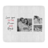 コラージュのカップルの写真とロマンチックな引用文を月に カッティングボード (正面)