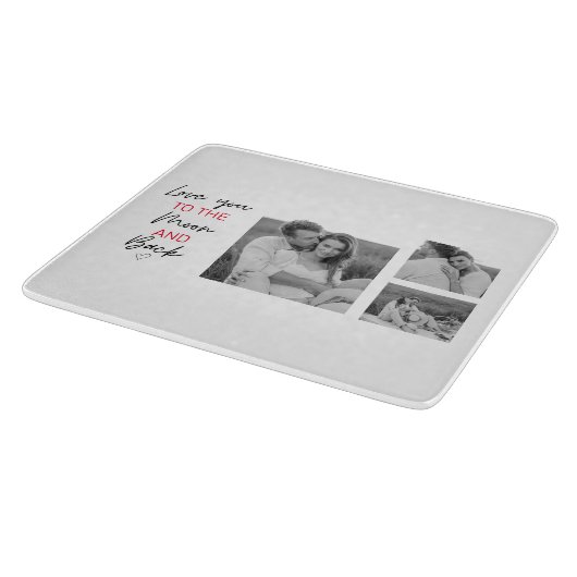 コラージュのカップルの写真とロマンチックな引用文を月に カッティングボード (角)