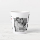 コラージュのカップルの写真とロマンチックな引用文を月に カフェラテマグ (正面)