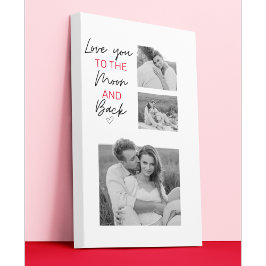 コラージュのカップルの写真とロマンチックな引用文を月に キャンバスプリント