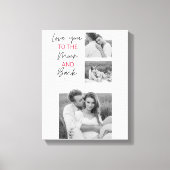 コラージュのカップルの写真とロマンチックな引用文を月に キャンバスプリント (正面)