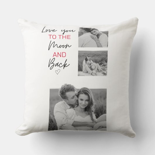 コラージュのカップルの写真とロマンチックな引用文を月に クッション