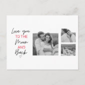 コラージュのカップルの写真とロマンチックな引用文を月に シーズンポストカード (正面)