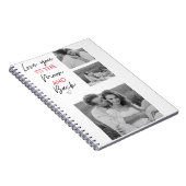 コラージュのカップルの写真とロマンチックな引用文を月に ノートブック (右側)