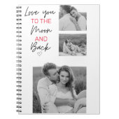 コラージュのカップルの写真とロマンチックな引用文を月に ノートブック (正面)